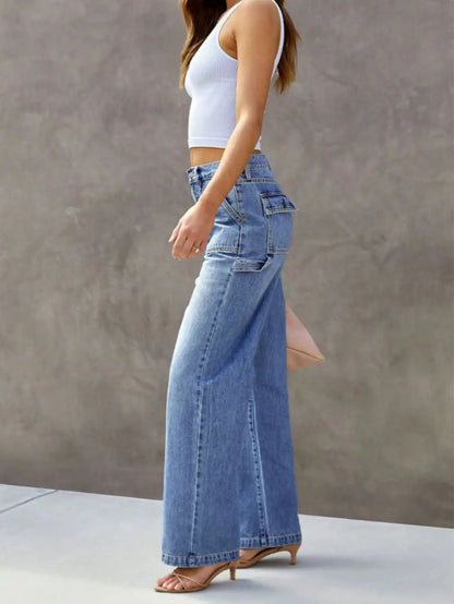 Mid Waist Loose Straight Jeans
