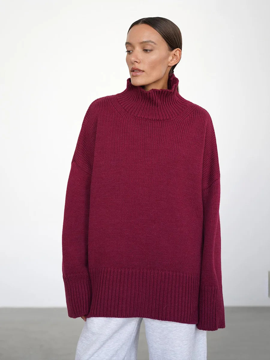 Turtleneck Oversized Sweater Long Sleeve Loose Fit Pullover