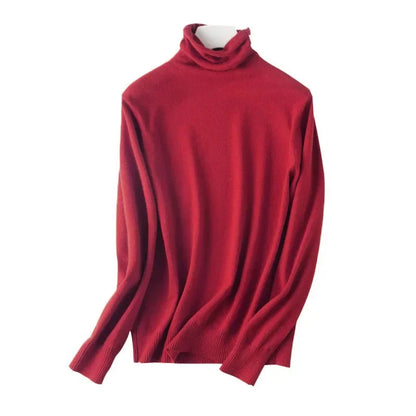 Turtleneck Knit Sweater Long Sleeve Slim Fit Pullover