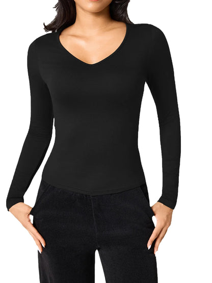 Women's Athletic V-Neck Long-Sleeve Tee