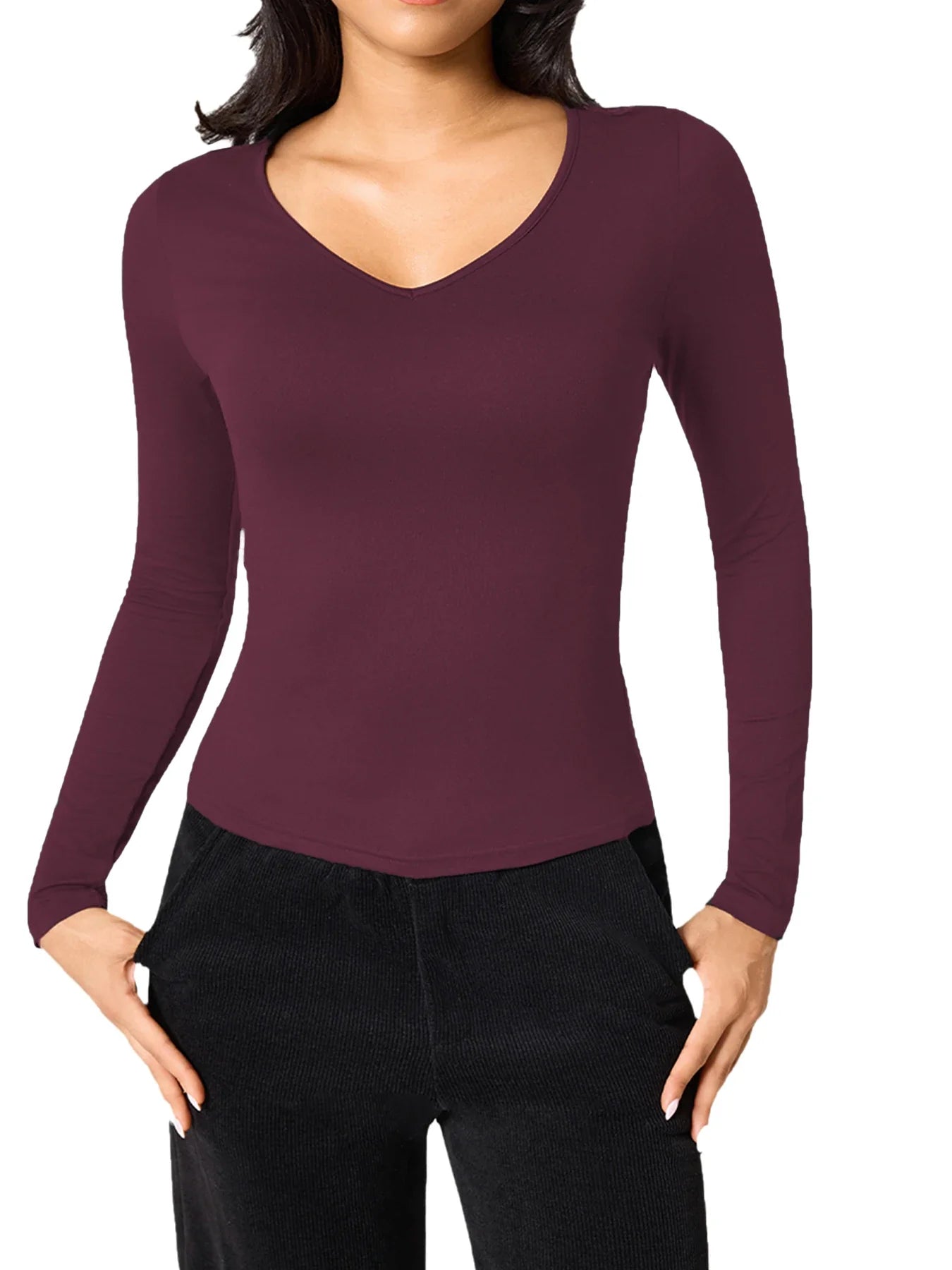Women's Athletic V-Neck Long-Sleeve Tee