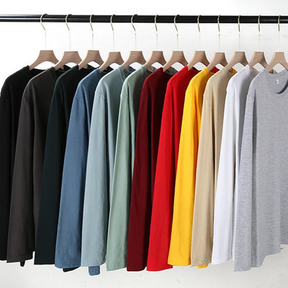 Loose Cotton Long Sleeve Round Neck Tee