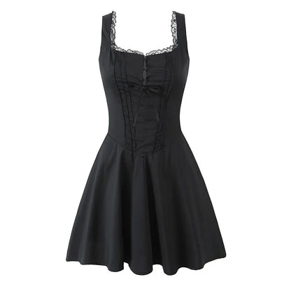 Lace Spaghetti Strap Low Waist Lace-Up Mini Dress