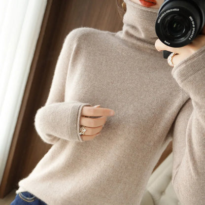 Turtleneck Knit Sweater Long Sleeve Slim Fit Pullover