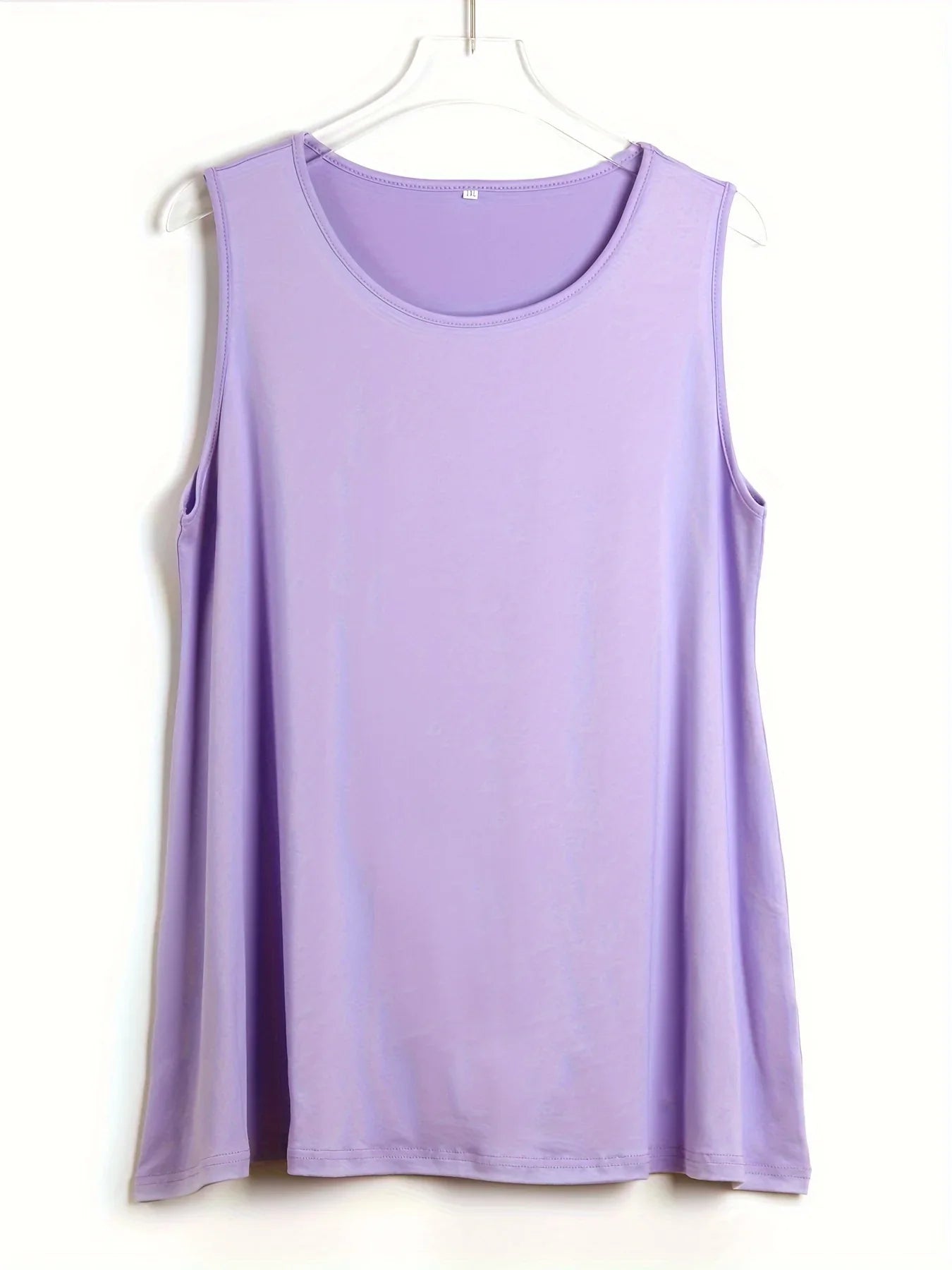 Plus Size Solid Tank Top Women Casual Crew Neck Sleeveless
