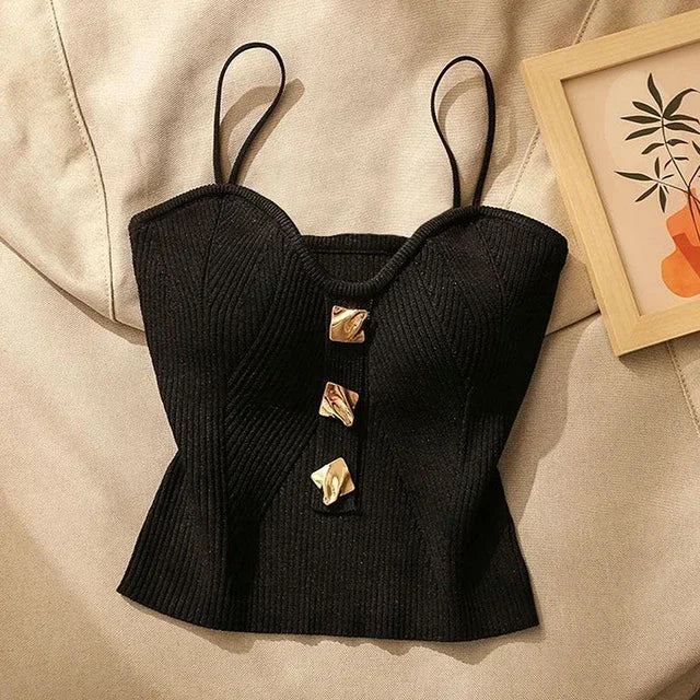 Women'S French Style Sexy Beauty Camisole Slim Fit Sleeveless T-Shirt