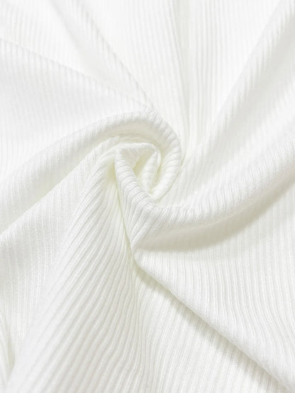 Ribbed Half Button Long Sleeve Tee