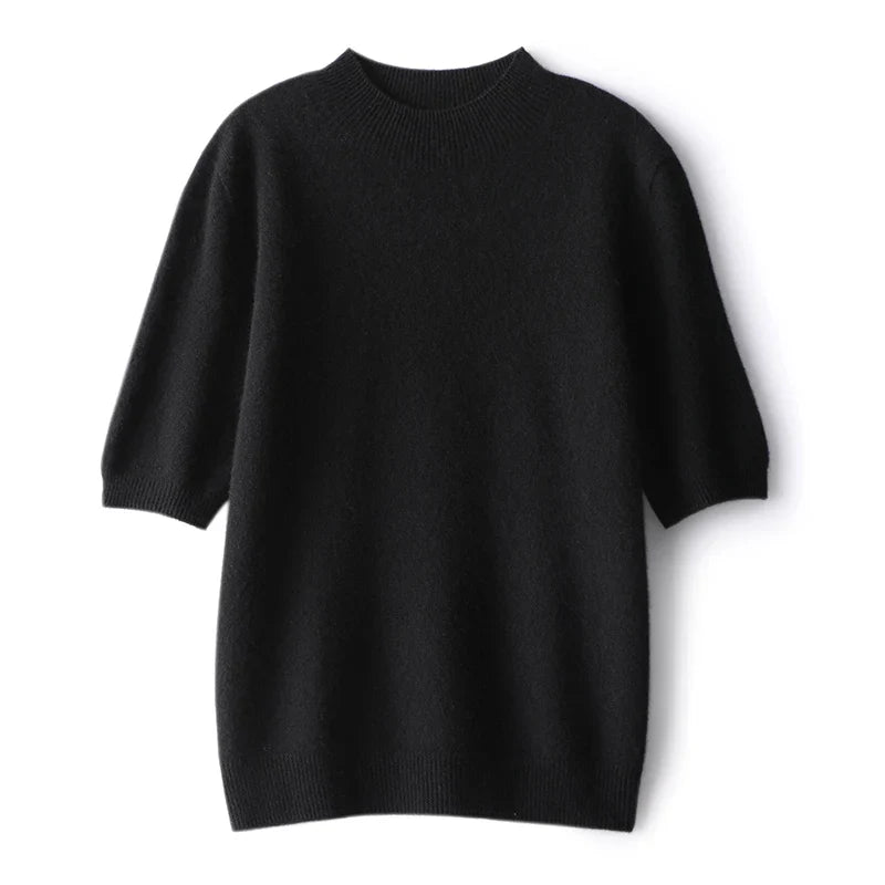 Women's 100% Cashmere Short-Sleeve Sweater