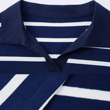 Women's Striped T-Shirt - Korean O-Neck Long Sleeve Patchwork Top