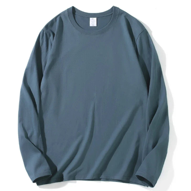 Loose Cotton Long Sleeve Round Neck Tee