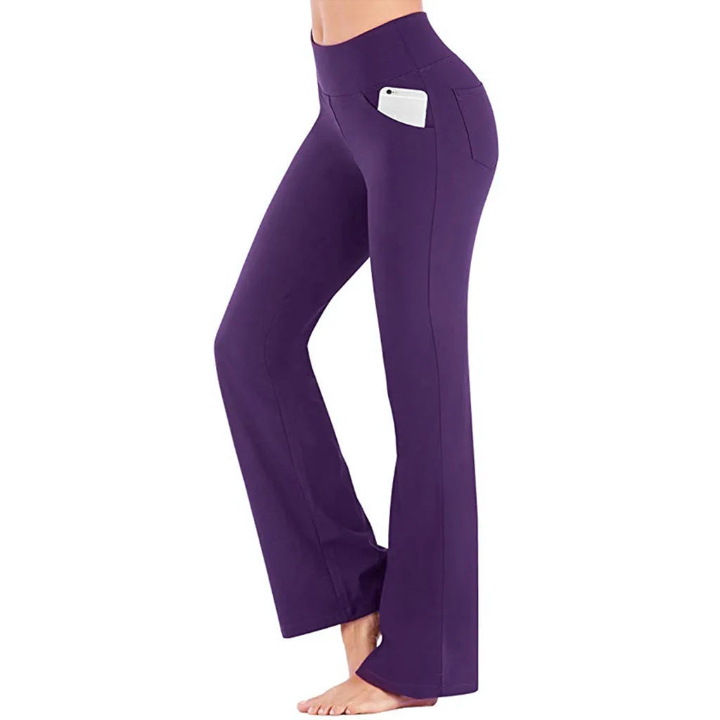 High Waist Wide Leg Pants Slim Fit Pockets Full Length Casual