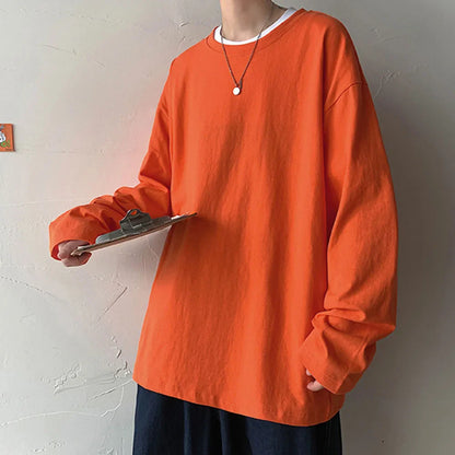 Oversized Cotton Long Sleeve Basic Tee