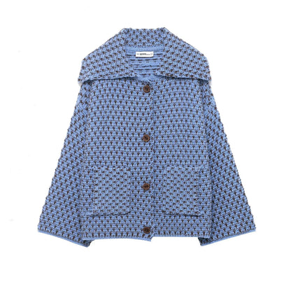 Women's Korean Style Knitted Cardigan - Loose Fit Button-Up Jacket