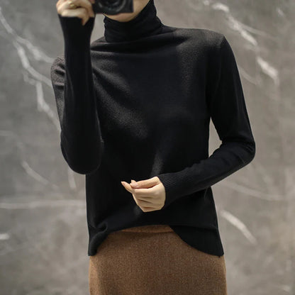 Turtleneck Knit Sweater Long Sleeve Slim Fit Pullover