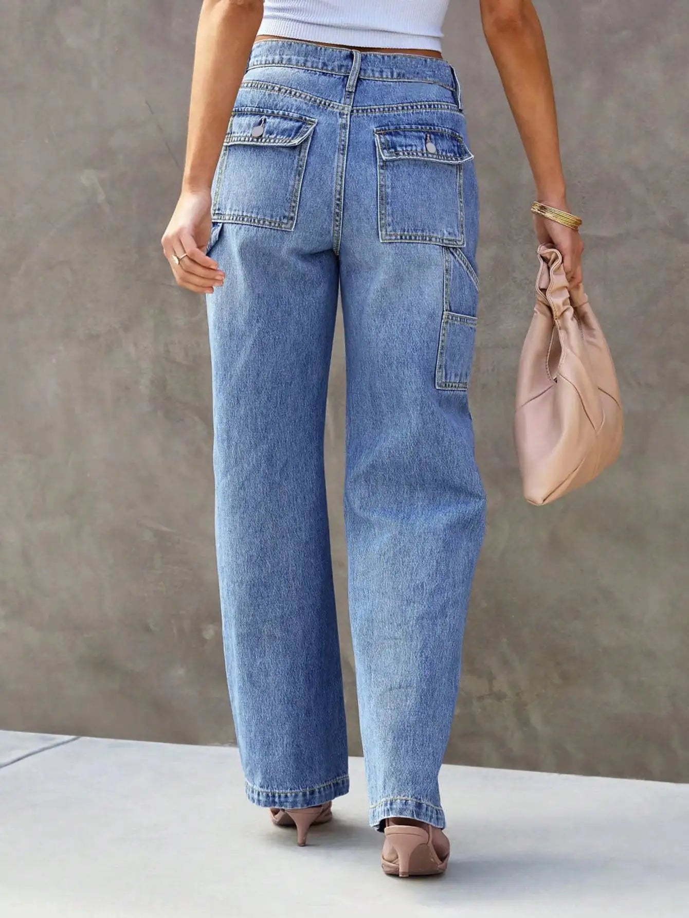 Mid Waist Loose Straight Jeans