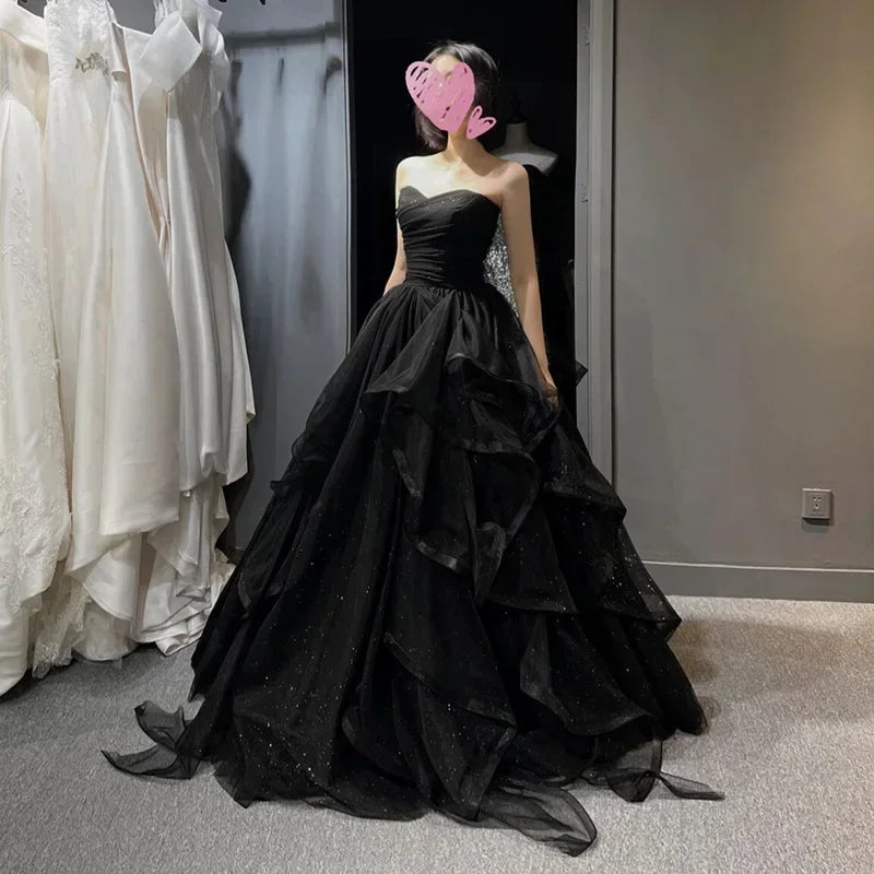 Strapless Tiered A-Line Prom Dress