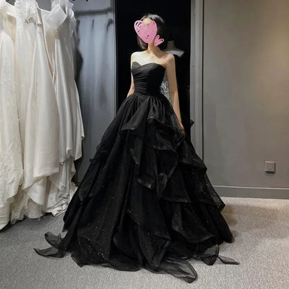 Strapless Tiered A-Line Prom Dress