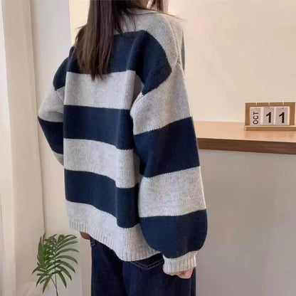 Women's Cashmere Striped Round-Neck Sweater