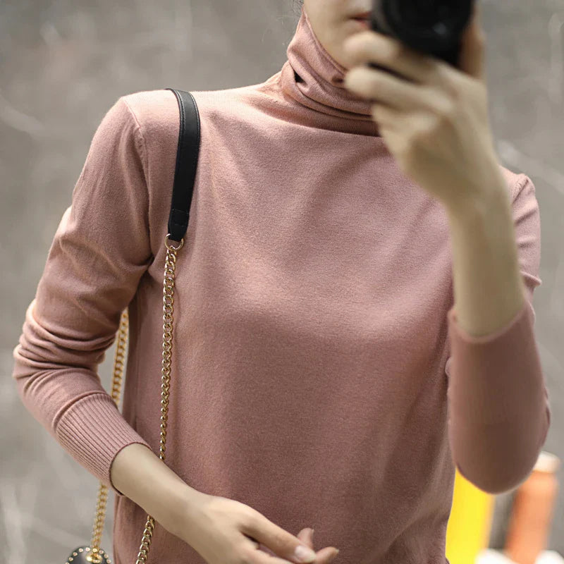 Turtleneck Knit Sweater Long Sleeve Slim Fit Pullover
