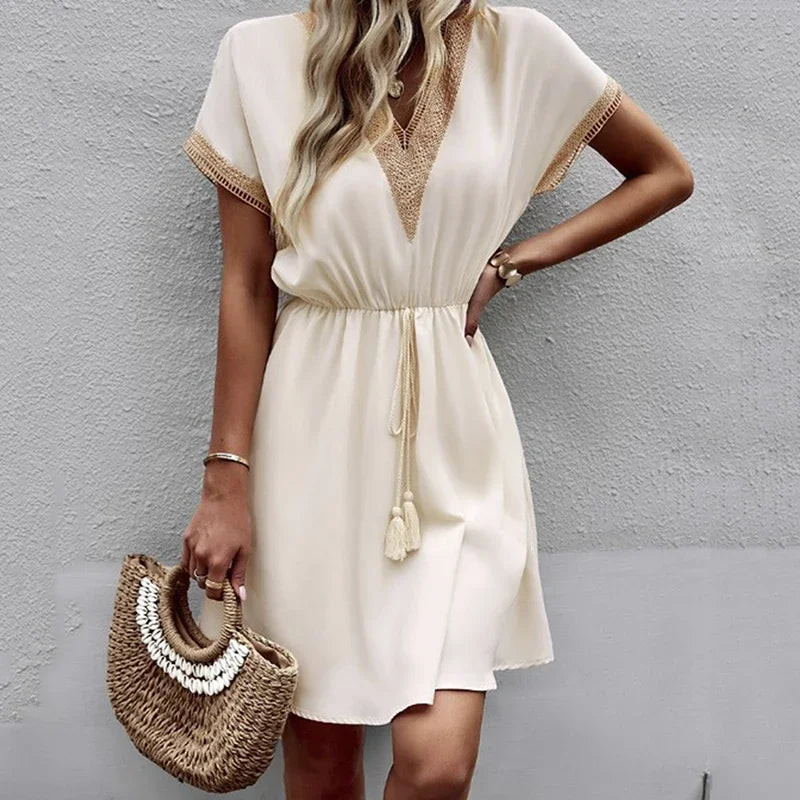 Women's Sweet Lace V-Neck Midi Dress