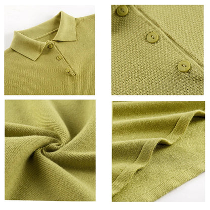 Polo Neck Knit Sweater & Wide Leg Pants Set