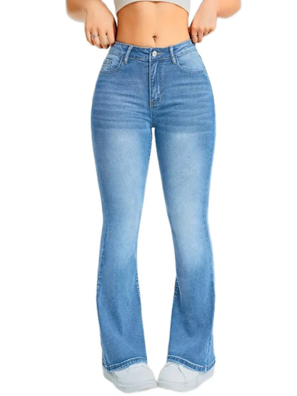 Womens Pants Casual Streetwear High Waist Wide Leg Flared Trousers Loose Fit Comfortable Daily Walking Denim