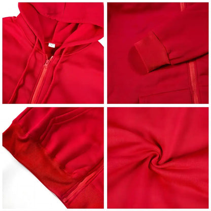 Hooded Zip-Up Fleece Jacket Long Sleeve Loose Fit with Fur Liner