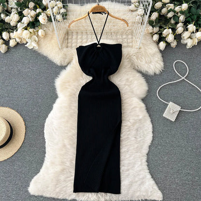 YuooMuoo Chic Fashion Sexy Package Hips Split Knitted Dress Women Slim Elastic Bodycon Party Dress Streetwear Outfit