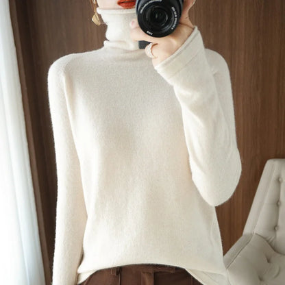 Turtleneck Knit Sweater Long Sleeve Slim Fit Pullover