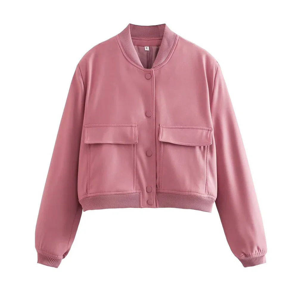 Women's Bomber Jacket with Pockets