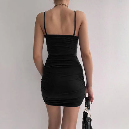 Spaghetti Strap Backless Bodycon Mini Dress