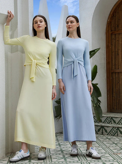 Women's Wrap Ribbed T-Shirt & Slip Dress Set - 2-Piece Outfit