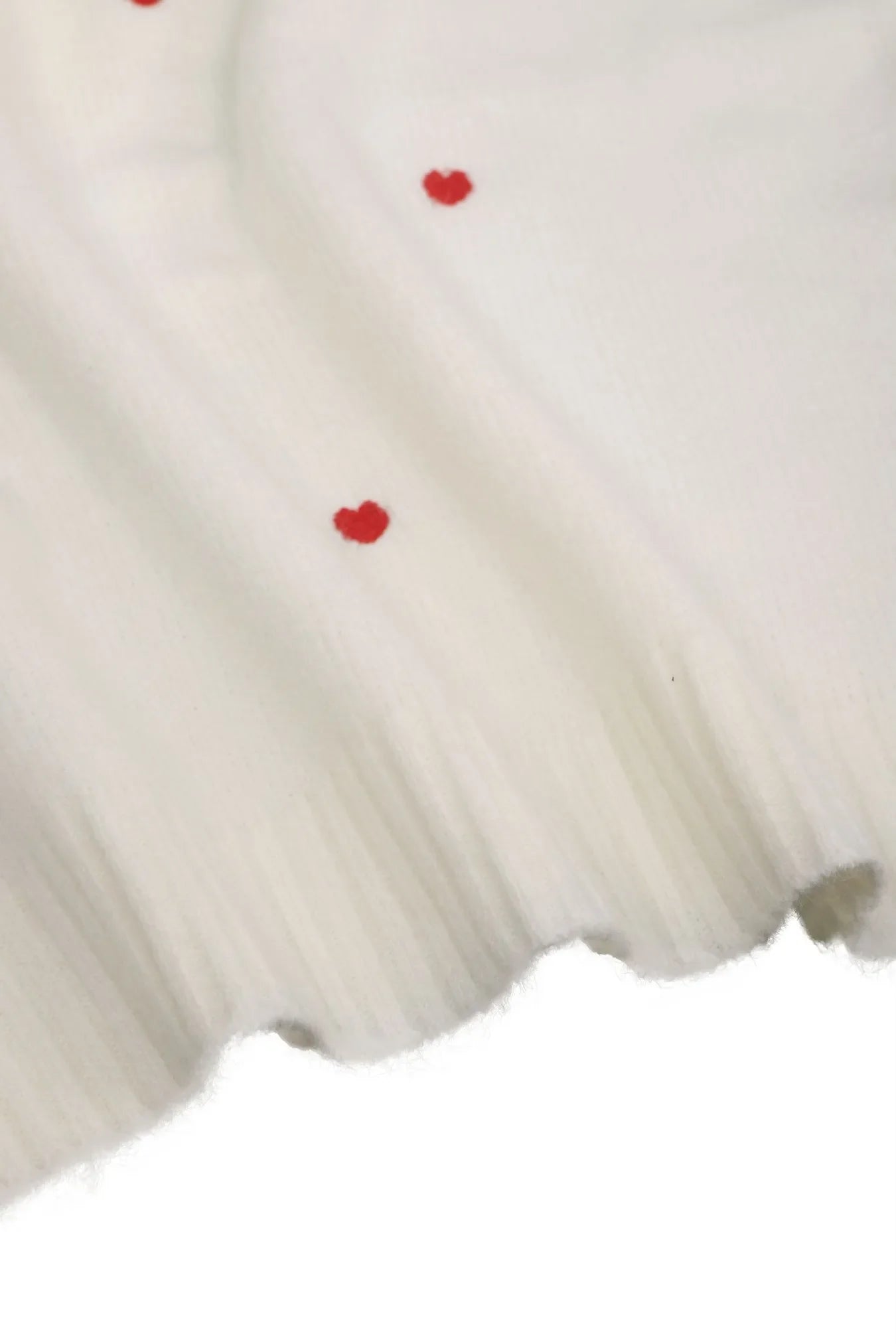 Women's Cream Red Heart Embroidered Oversized Knit Sweater