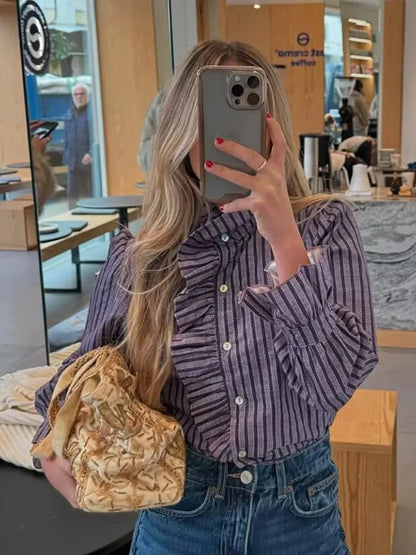 Casual Stand Collar Blouses for Party Female Elegant Tops Clothes