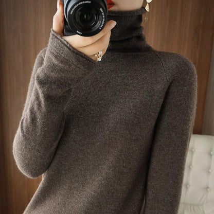 Turtleneck Knit Sweater Long Sleeve Slim Fit Pullover