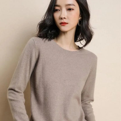 Round Neck Crochet Knit Sweater Long Sleeve Loose Fit Pullover