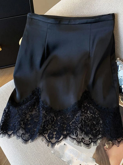 Sexy black lace high waist mini skirt women summer streetwear short skirts woman clothes 2026 fashion casual Straight skirt hot