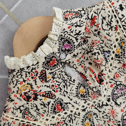 Floral Printed Long Sleeve Vintage Shirt and Tops