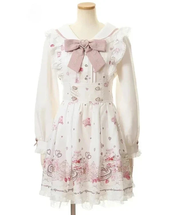 Harajuku Sweet Bow Black Plaid Dresses All-match Slim Fit Kawaii Lolita Dress