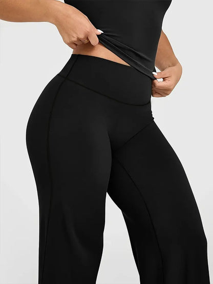 High Waisted Wide Leg Trousers Women Stretch Yoga Pants Casual Sports Workout Leggings