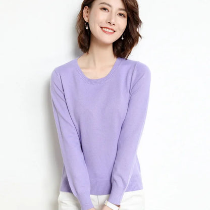 Round Neck Knit Sweater Long Sleeve Regular Fit Pullover