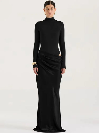 Hollow Out Satin Maxi Dress