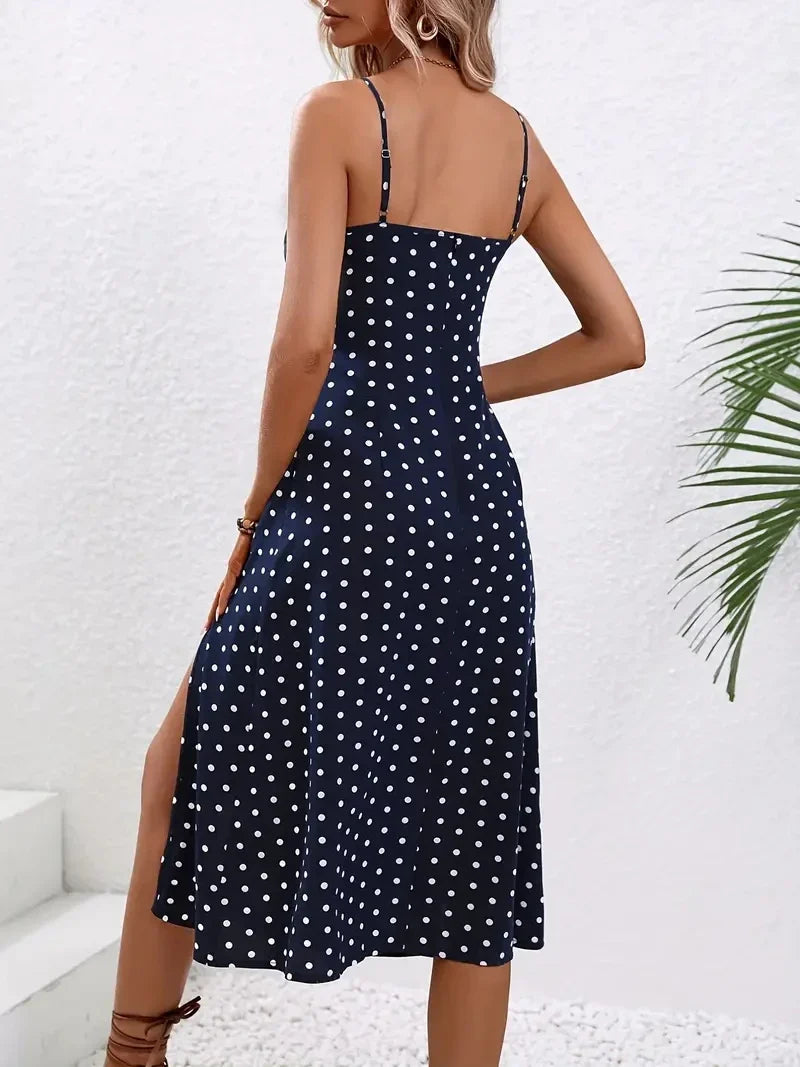 Floral Print Square Neck Spaghetti Strap Boho Dress
