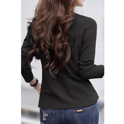 Women's V-Neck Cotton Long-Sleeve T-Shirt