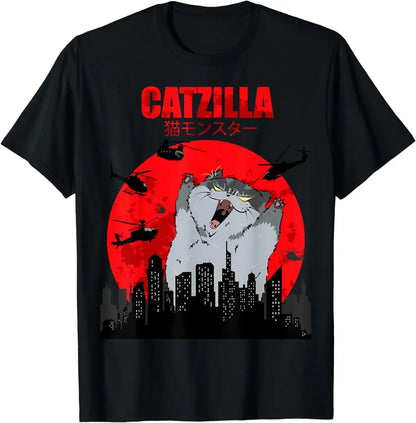 Japanese Cat Catzilla Graphic Print Unisex Tee