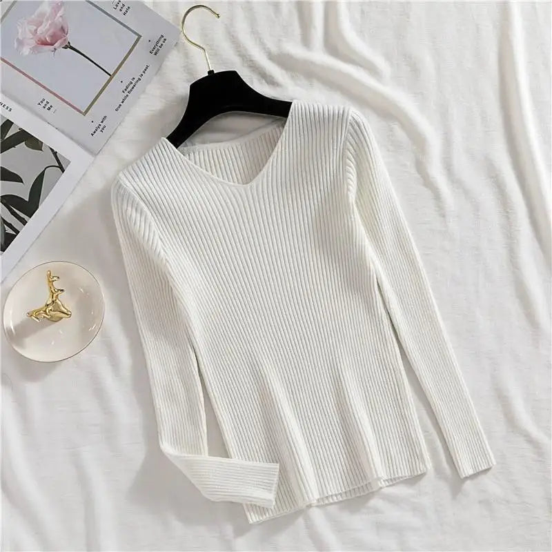 Women Sweaters Femme Basic Solid Jersey Tops Fashion Clothes
