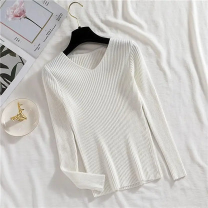 Women Sweaters Femme Basic Solid Jersey Tops Fashion Clothes