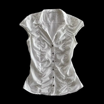 Turtleneck Sleeveless Button-Down Slim Crop Top