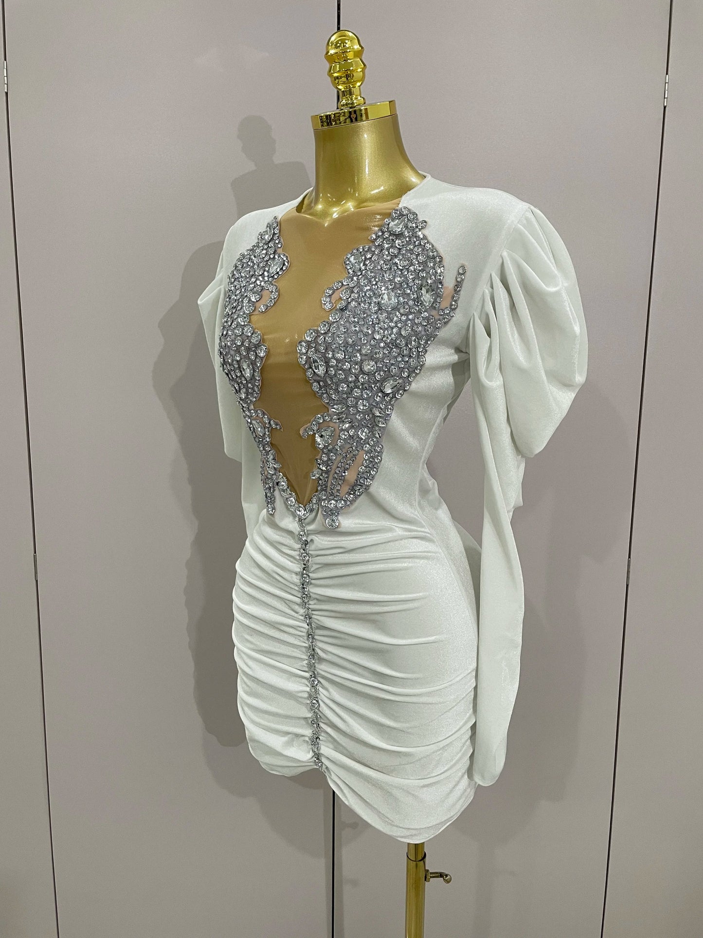 Women's Luxury Sparkly Crystal Velvet Mini Dress