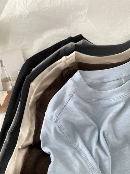 Silk Wool Blend Long Sleeve Top